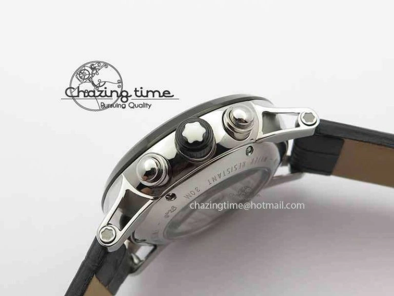 GoodFit Montblanc Timewalker GAF Chrono SS Ceramic Black On Leather Strap A 7629