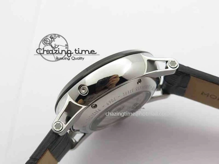 GoodFit Montblanc Timewalker GAF Chrono SS Ceramic Black On Leather Strap A 7629