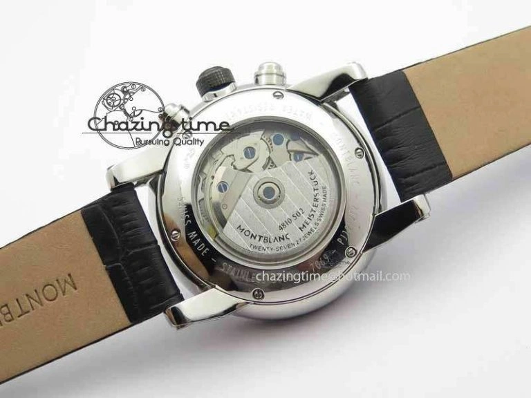 GoodFit Montblanc Timewalker GAF Chrono SS Ceramic Black On Leather Strap A 7629