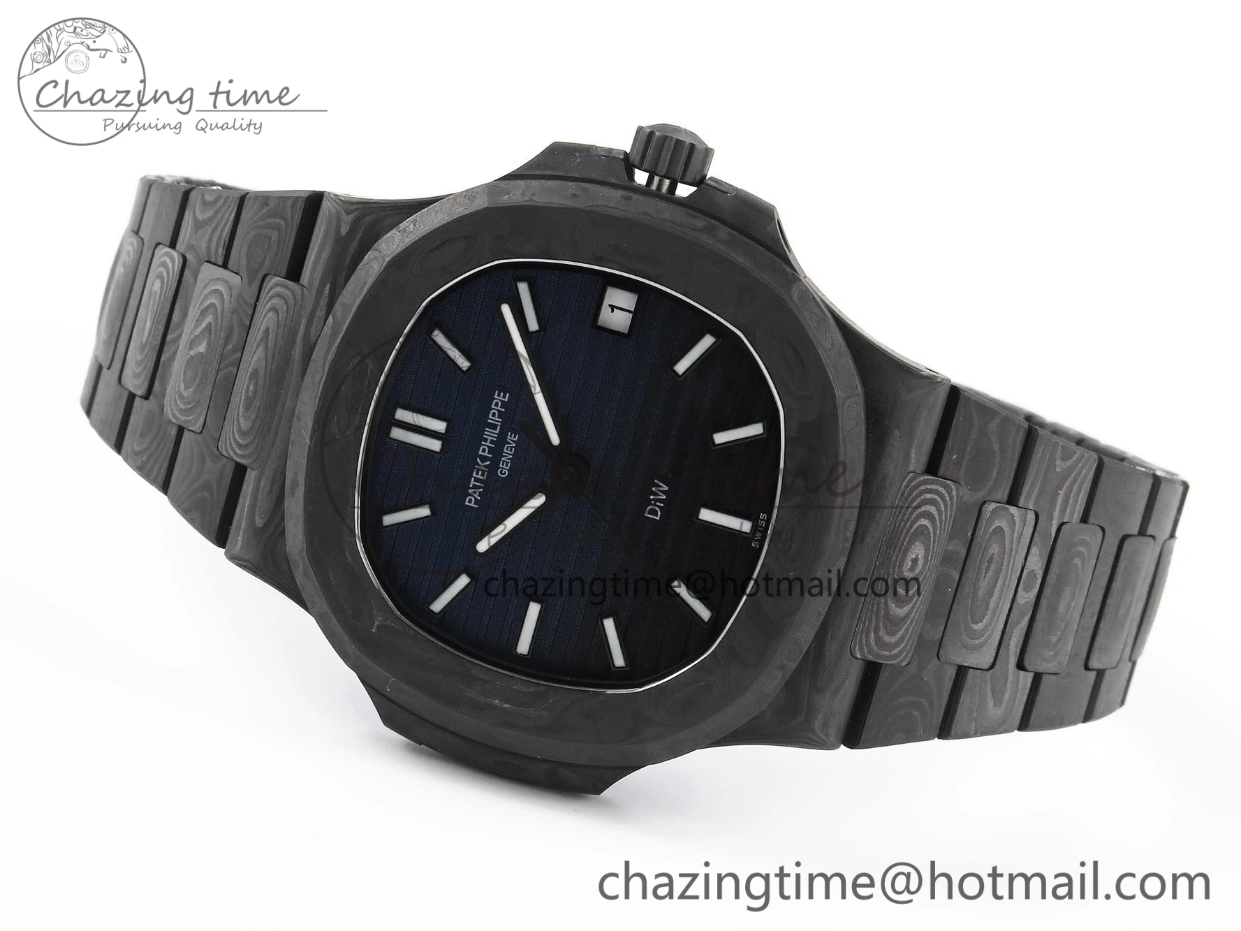 NAUTILUS 5711 DIW CARBON DIWF 1:1 BEST EDITION BLACK TEXTURED DIAL ON CARBON BRACELET 324CS Bright 8780