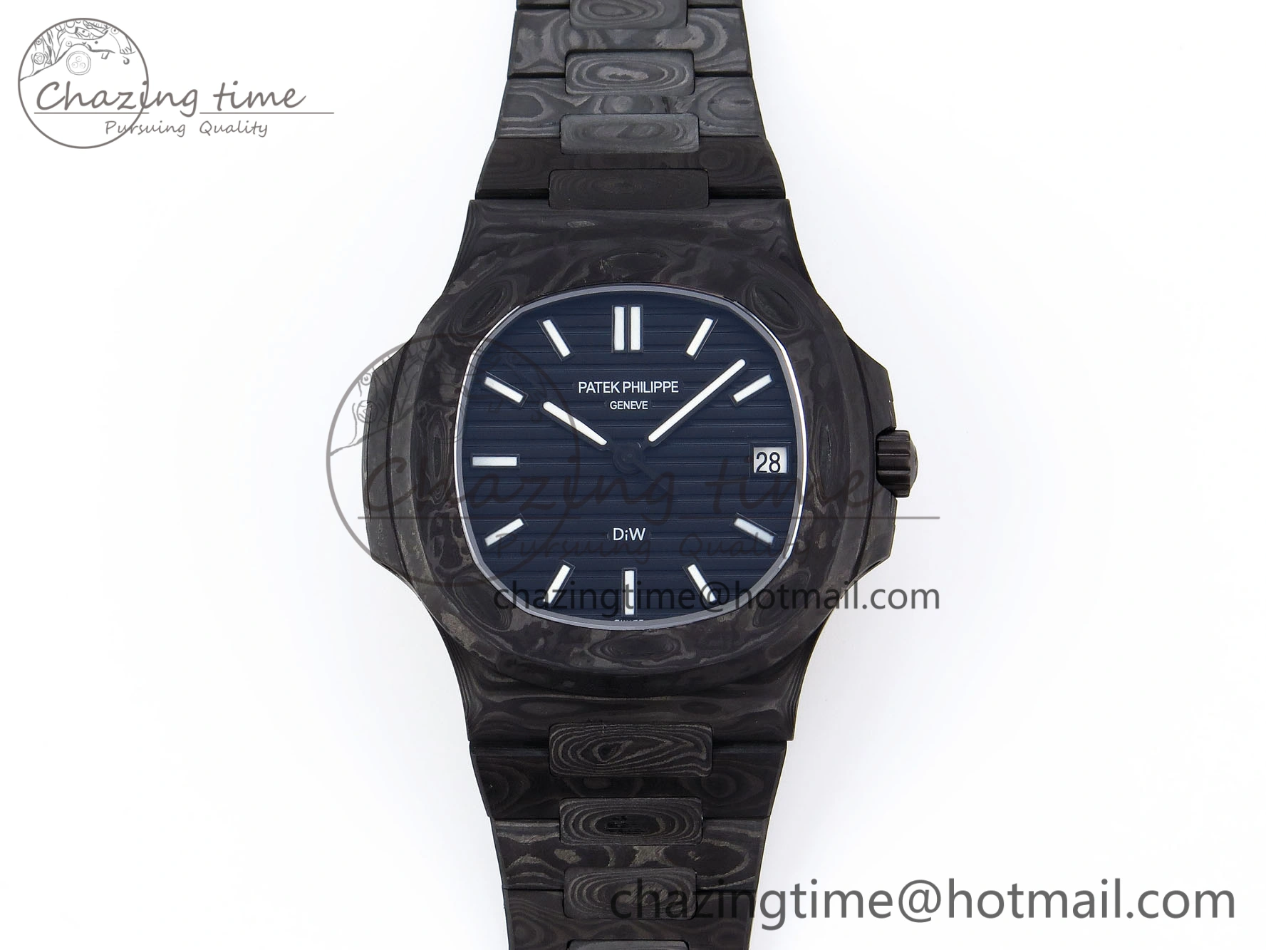 NAUTILUS 5711 DIW CARBON DIWF 1:1 BEST EDITION BLACK TEXTURED DIAL ON CARBON BRACELET 324CS Bright 8780