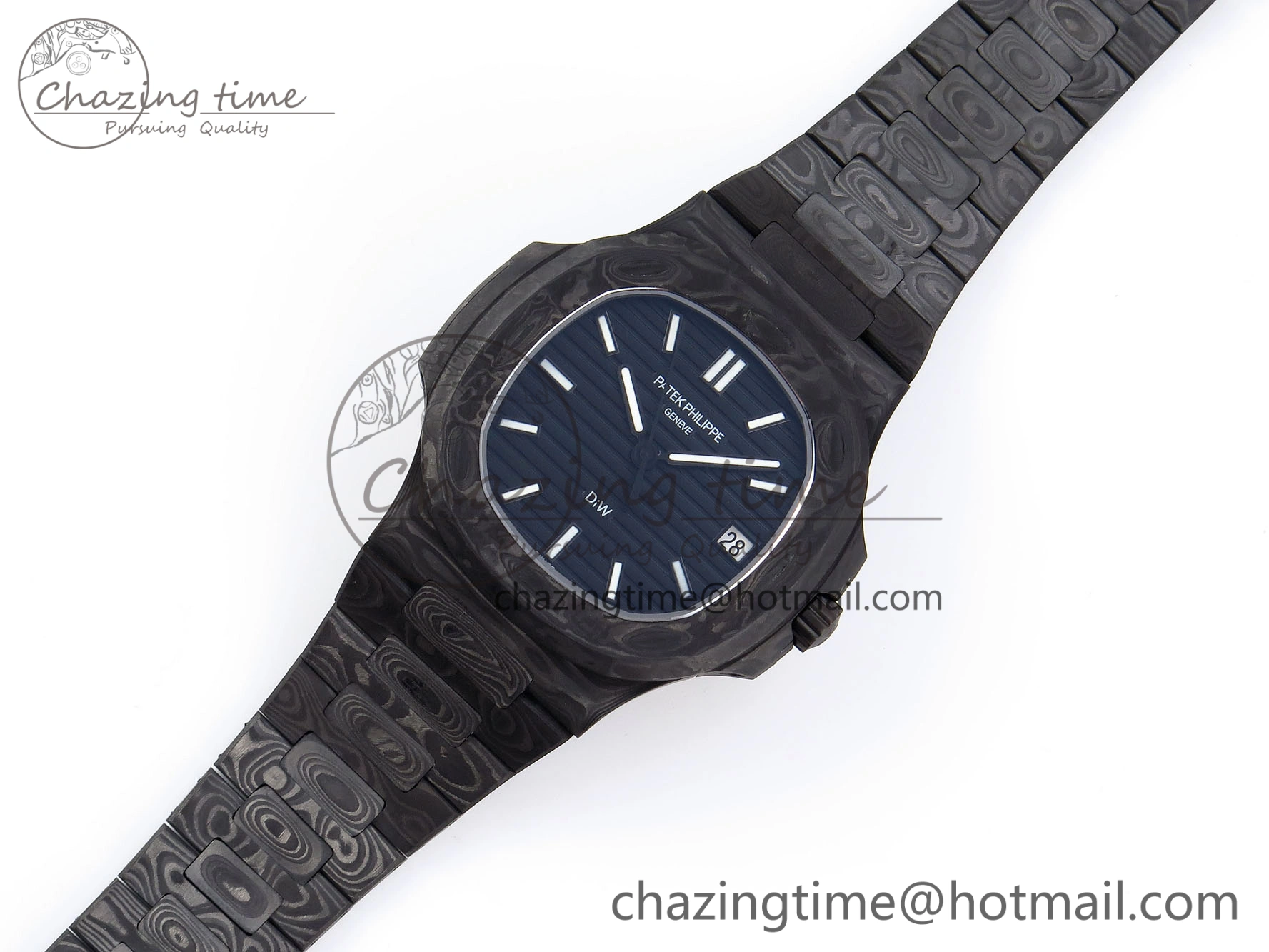 NAUTILUS 5711 DIW CARBON DIWF 1:1 BEST EDITION BLACK TEXTURED DIAL ON CARBON BRACELET 324CS Bright 8780