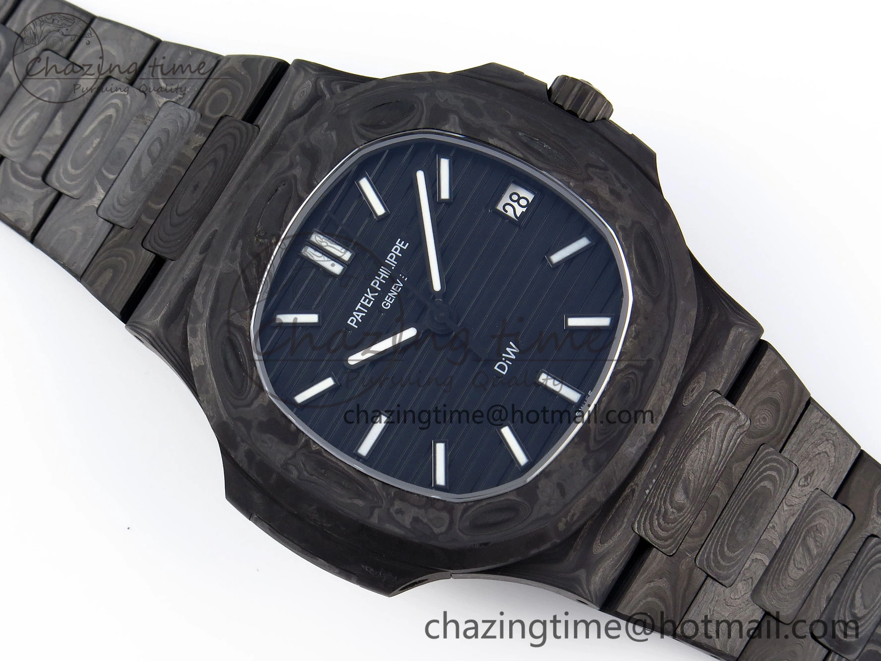 NAUTILUS 5711 DIW CARBON DIWF 1:1 BEST EDITION BLACK TEXTURED DIAL ON CARBON BRACELET 324CS Bright 8780