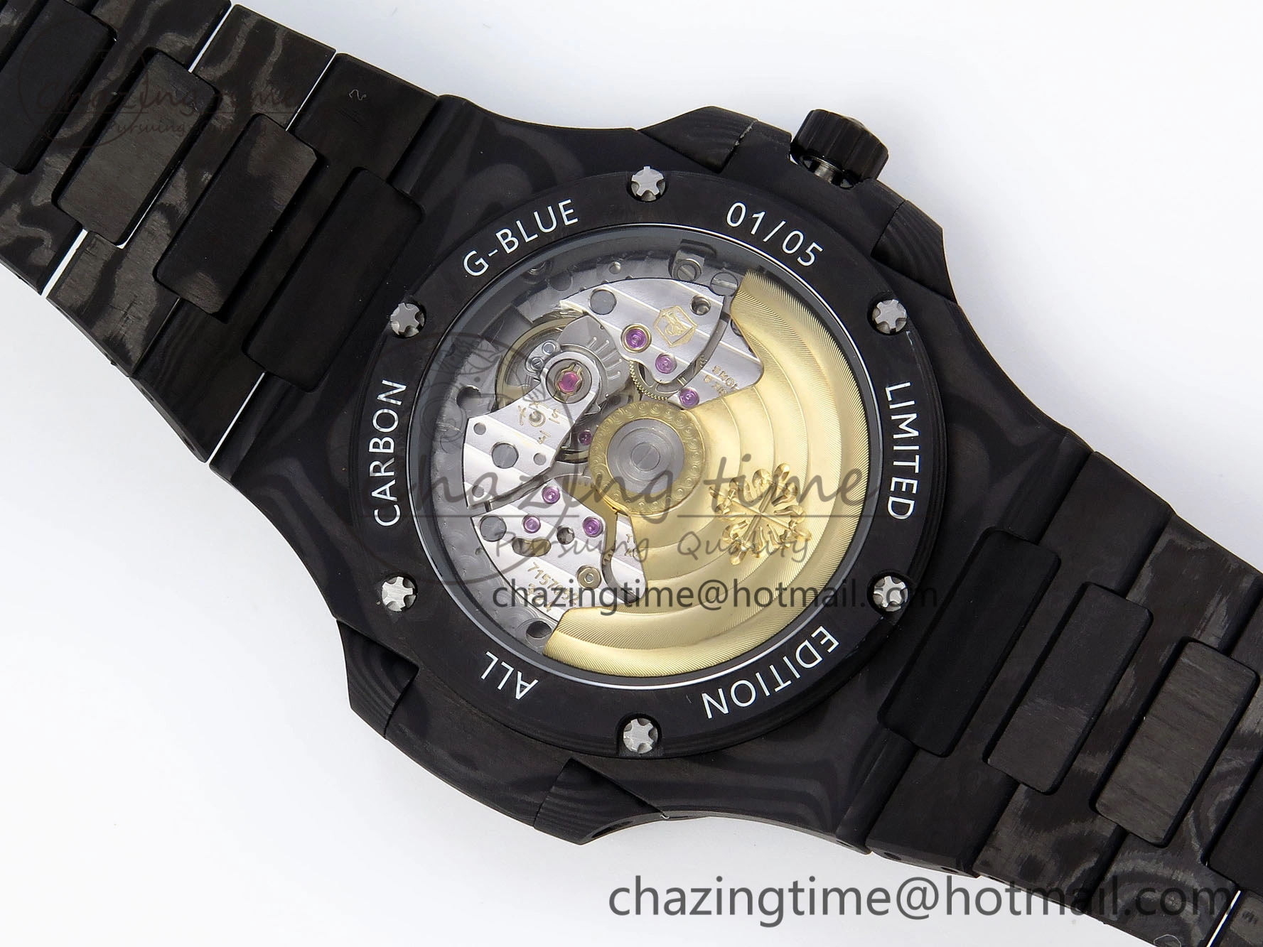 NAUTILUS 5711 DIW CARBON DIWF 1:1 BEST EDITION BLACK BLUE TEXTURED DIAL ON CARBON BRACELET 324CS MultiPurpose 8781