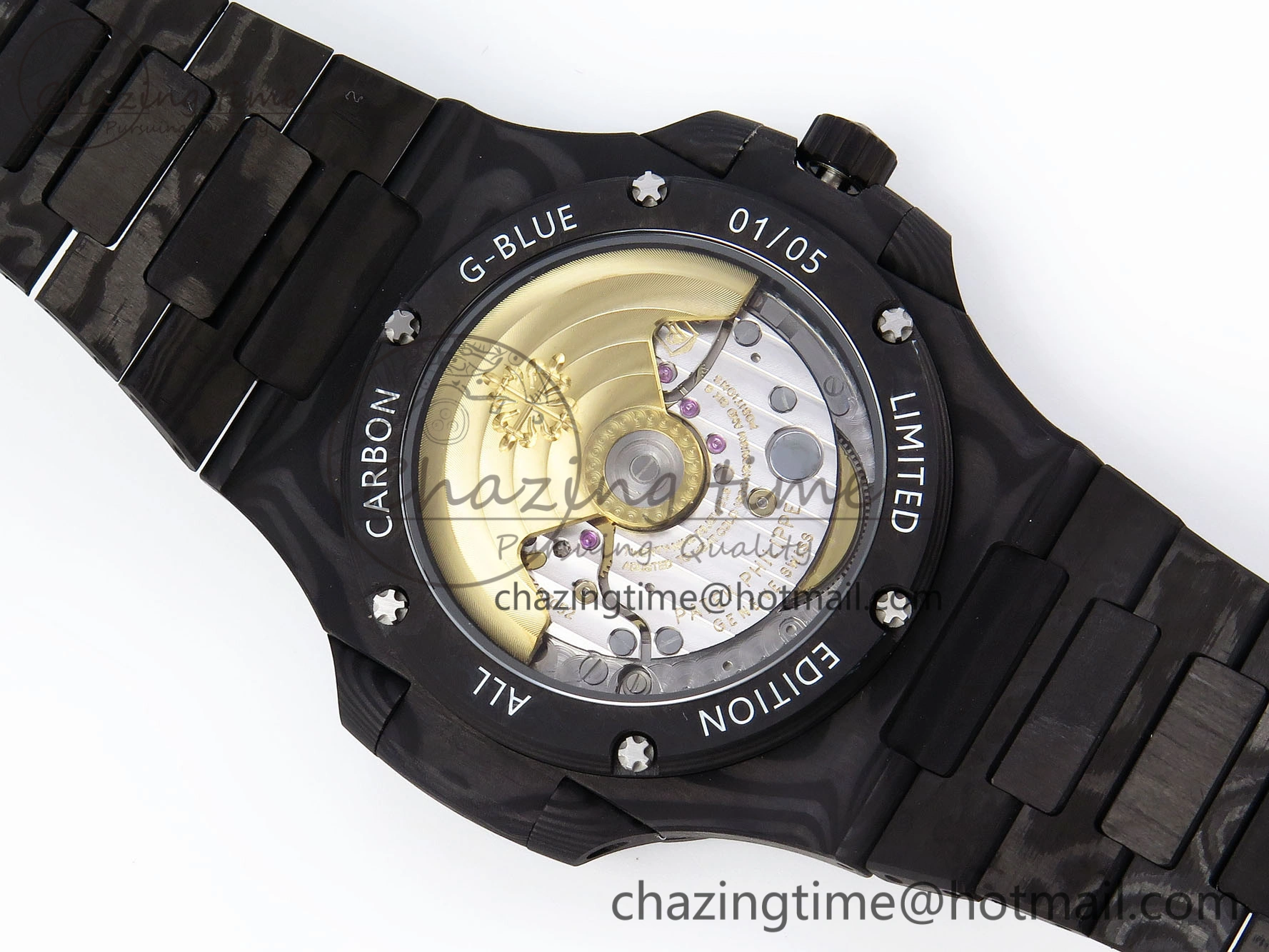 NAUTILUS 5711 DIW CARBON DIWF 1:1 BEST EDITION BLACK BLUE TEXTURED DIAL ON CARBON BRACELET 324CS MultiPurpose 8781