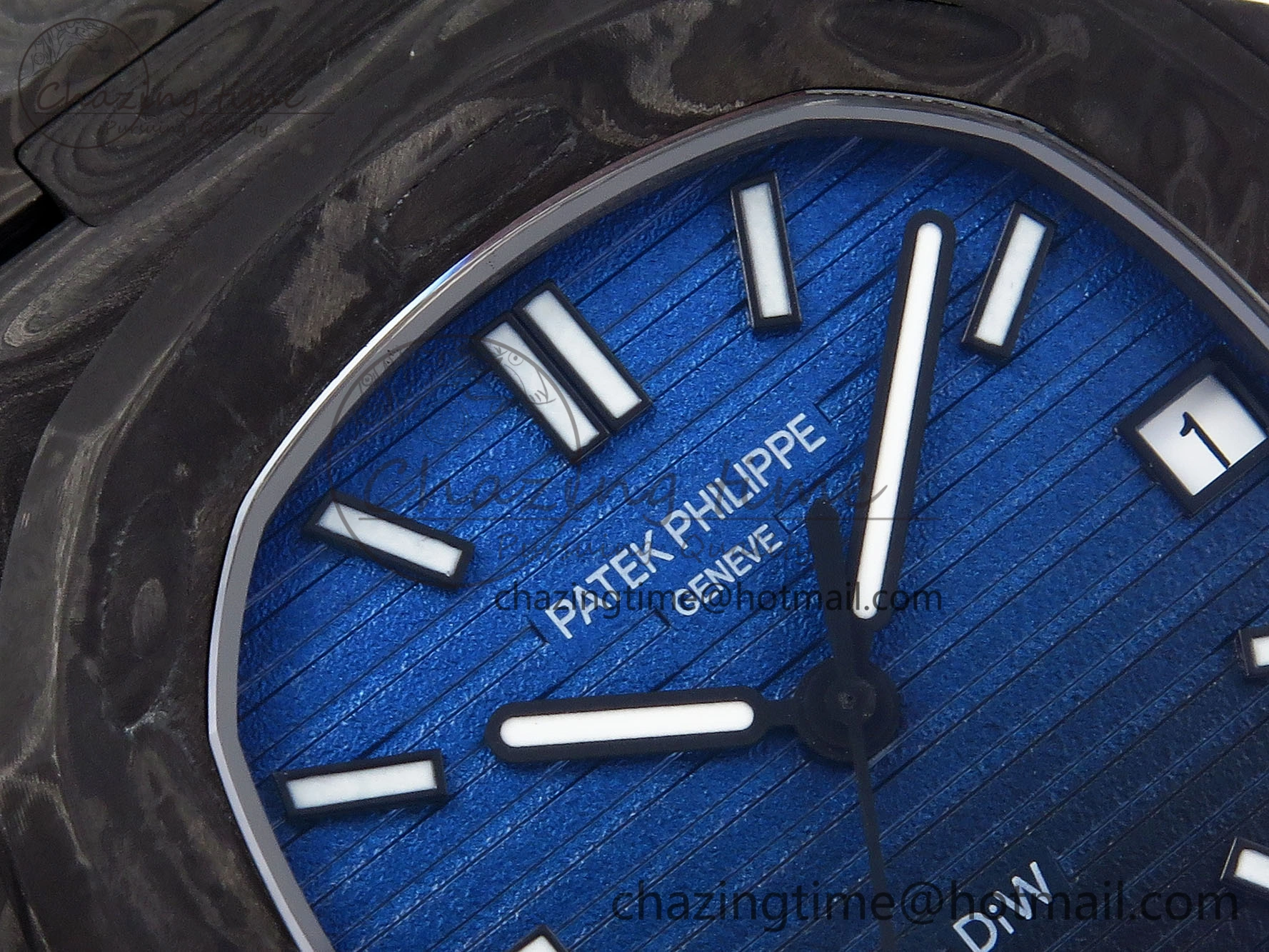 Affordable NAUTILUS 5711 DIW CARBON DIWF 1:1 BEST EDITION BLACK BLUE TEXTURED DIAL ON CARBON BRACELET 324CS 8779