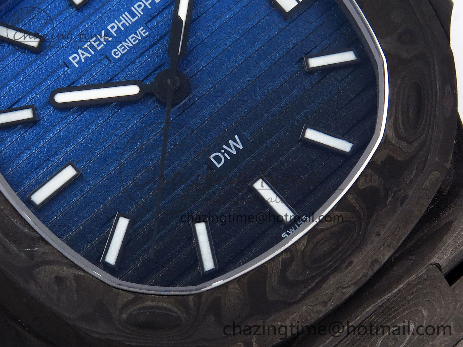Affordable NAUTILUS 5711 DIW CARBON DIWF 1:1 BEST EDITION BLACK BLUE TEXTURED DIAL ON CARBON BRACELET 324CS 8779