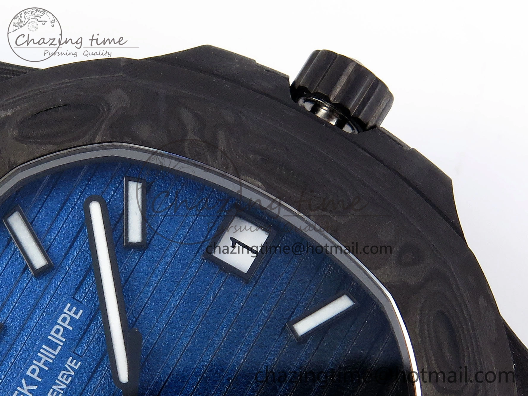 Affordable NAUTILUS 5711 DIW CARBON DIWF 1:1 BEST EDITION BLACK BLUE TEXTURED DIAL ON CARBON BRACELET 324CS 8779