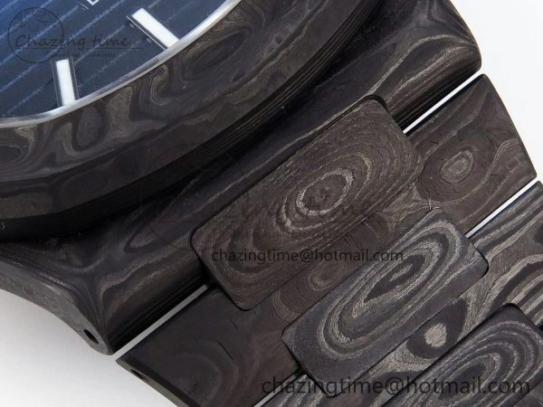 Affordable NAUTILUS 5711 DIW CARBON DIWF 1:1 BEST EDITION BLACK BLUE TEXTURED DIAL ON CARBON BRACELET 324CS 8779