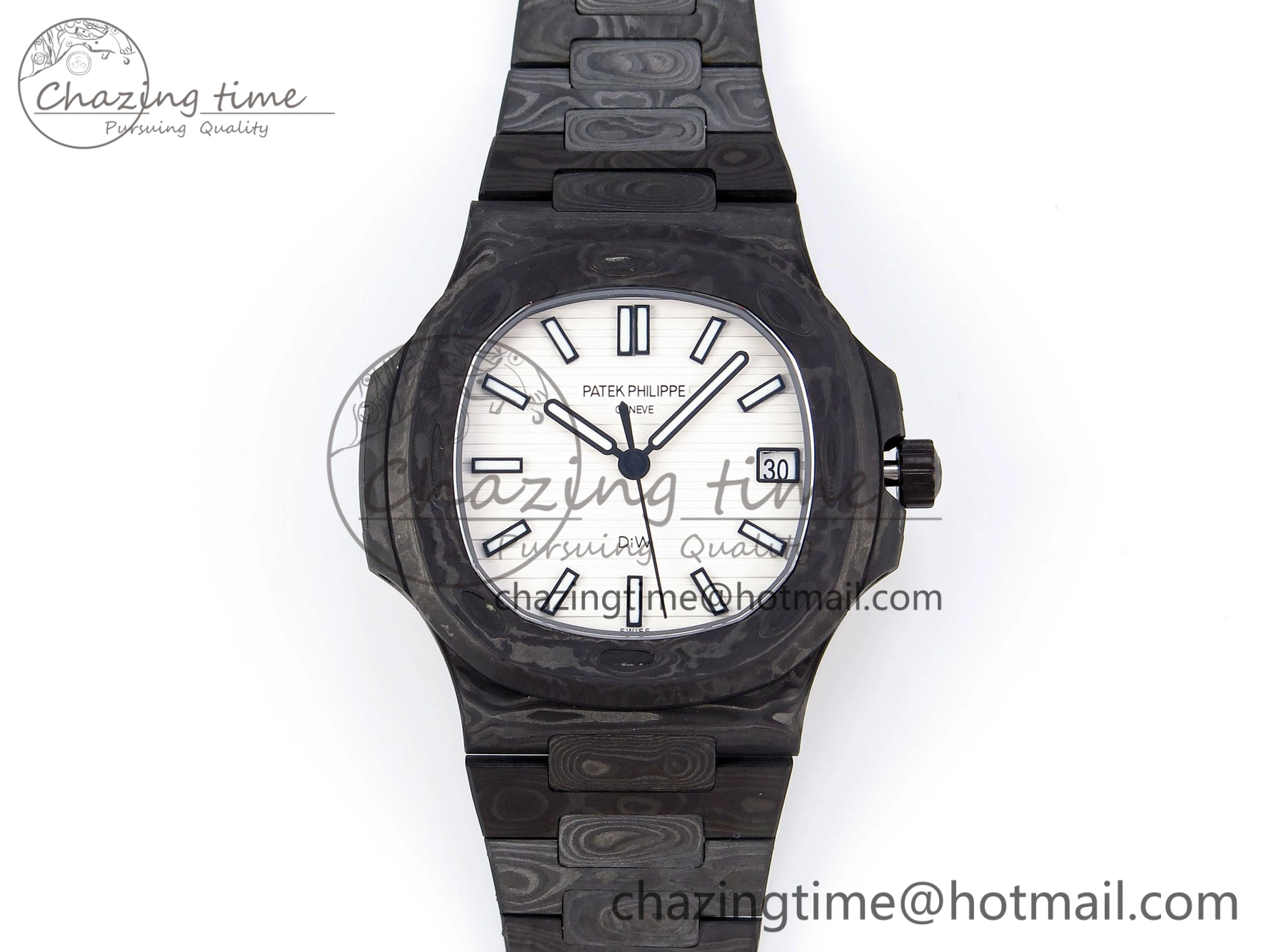 NAUTILUS 5711 DIW CARBON DIWF 1:1 BEST EDITION BLACK BLUE TEXTURED DIAL ON CARBON BRACELET 324CS MultiPurpose 8781