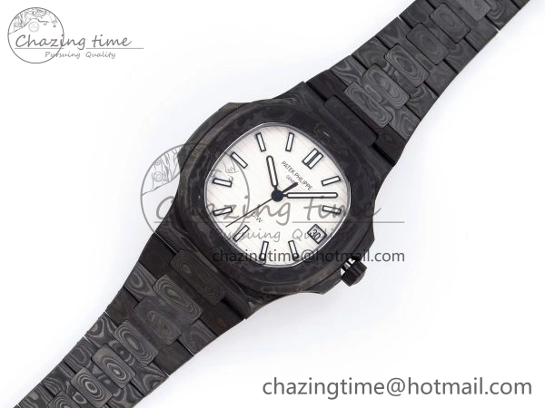 NAUTILUS 5711 DIW CARBON DIWF 1:1 BEST EDITION BLACK BLUE TEXTURED DIAL ON CARBON BRACELET 324CS MultiPurpose 8781