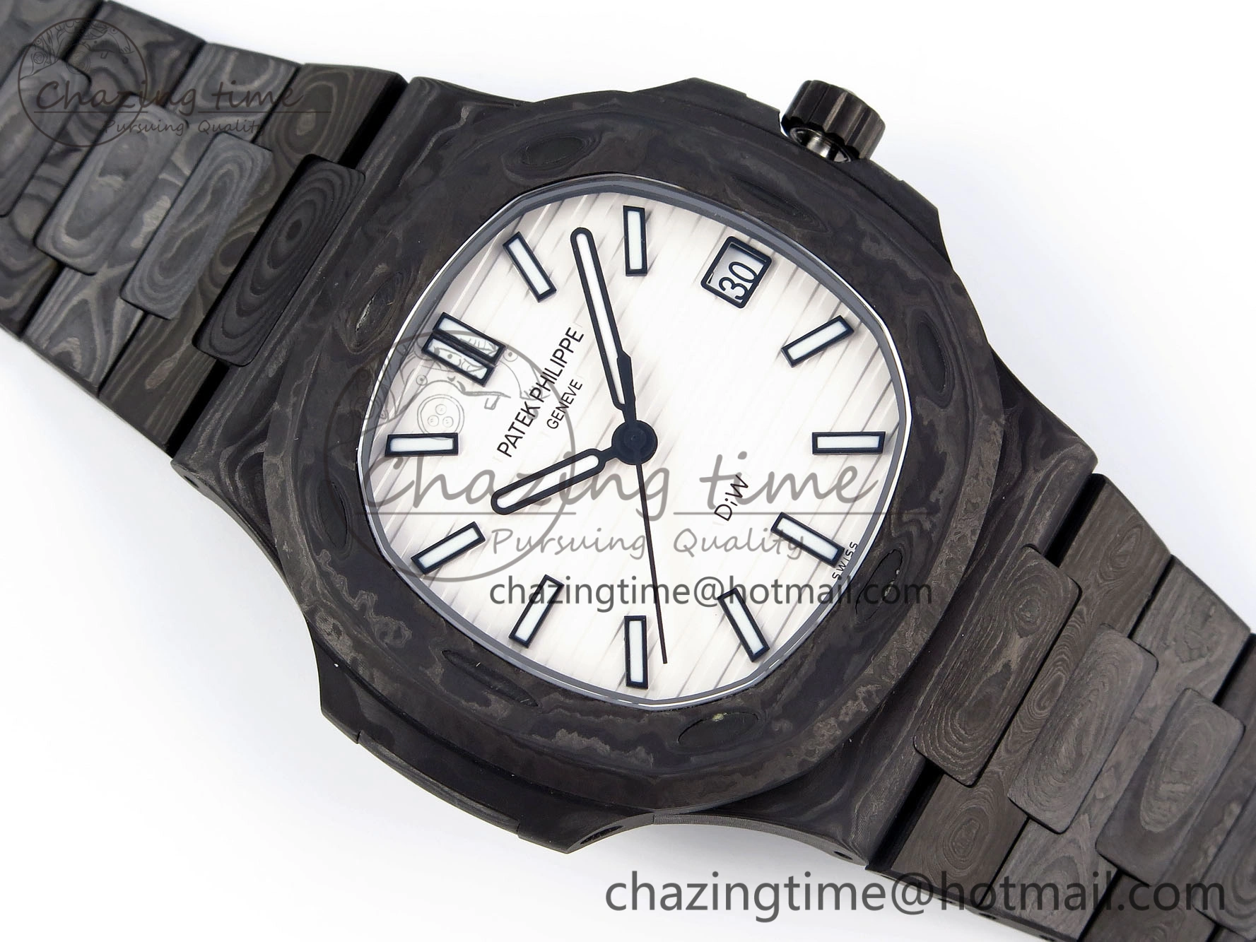 NAUTILUS 5711 DIW CARBON DIWF 1:1 BEST EDITION BLACK BLUE TEXTURED DIAL ON CARBON BRACELET 324CS MultiPurpose 8781
