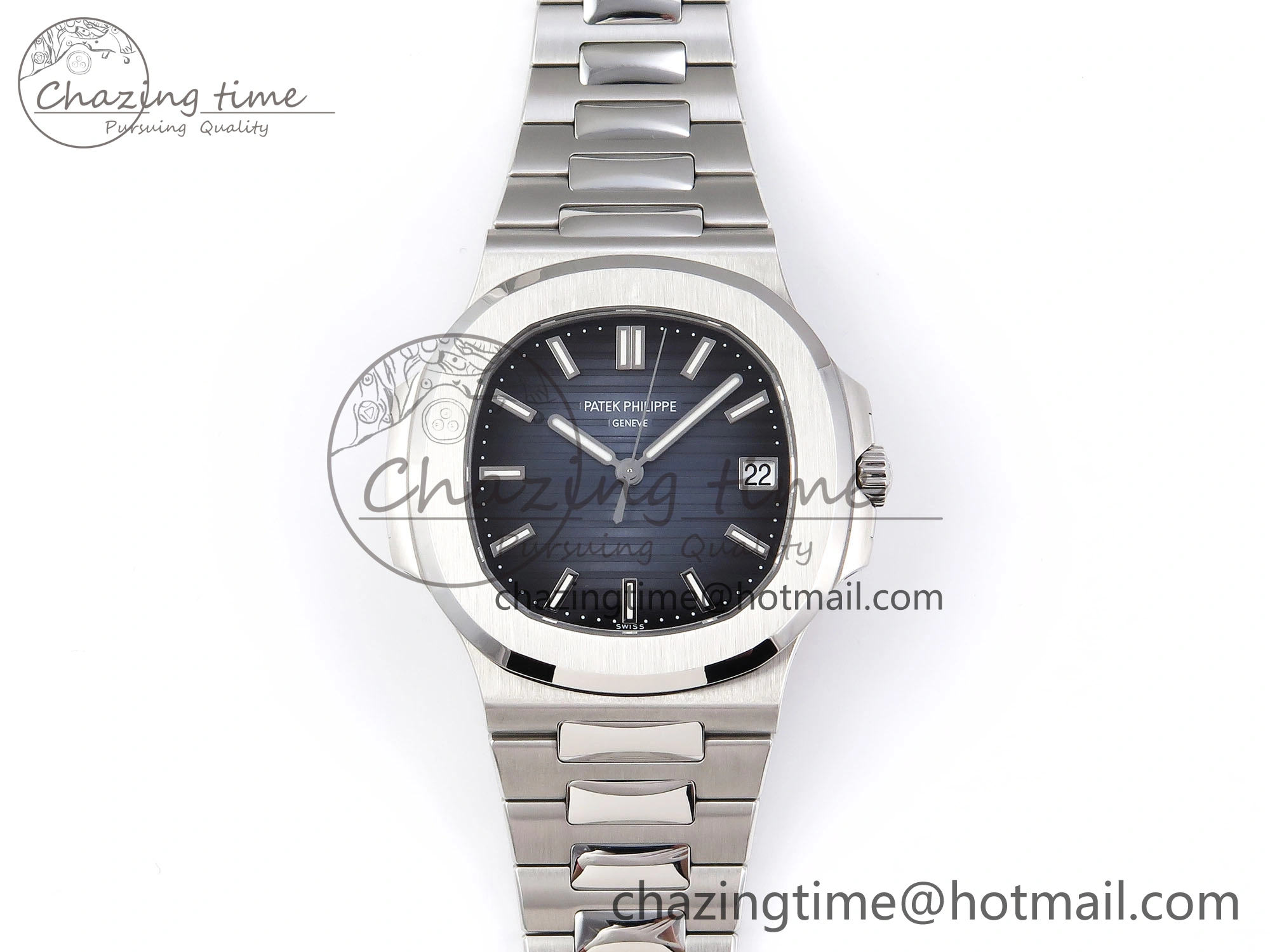 TopPick NAUTILUS 5811 1G PPF 1:1 BEST EDITION BLUE TEXTURED DIAL ON SS BRACELET 330CS 8769