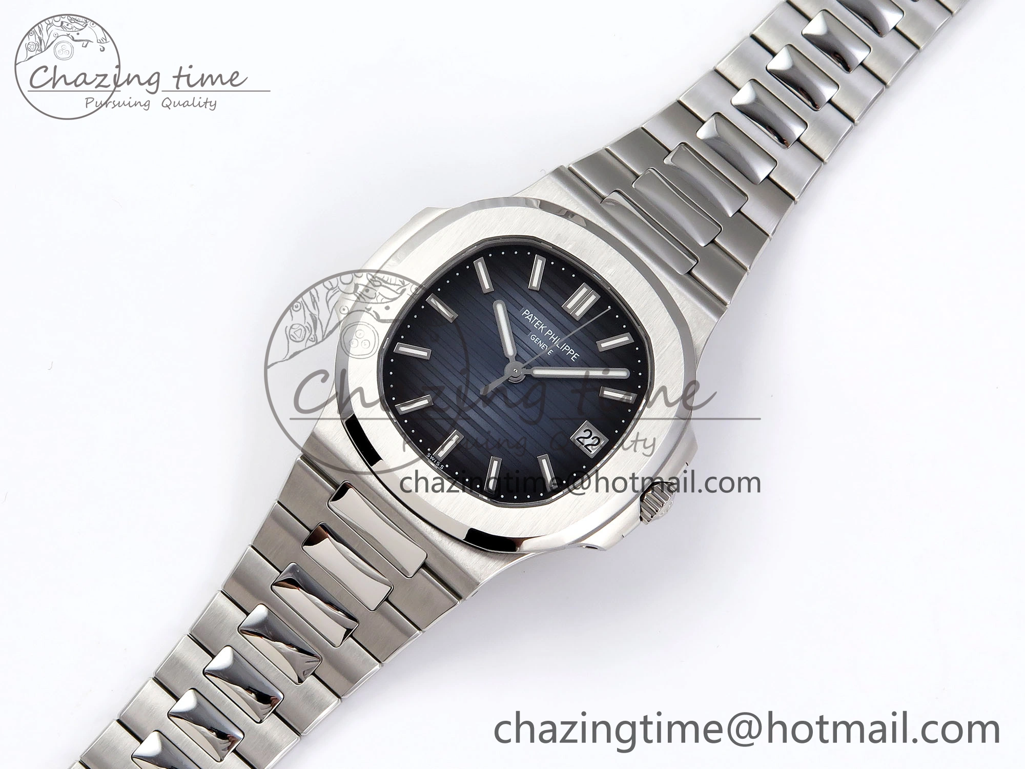 TopPick NAUTILUS 5811 1G PPF 1:1 BEST EDITION BLUE TEXTURED DIAL ON SS BRACELET 330CS 8769