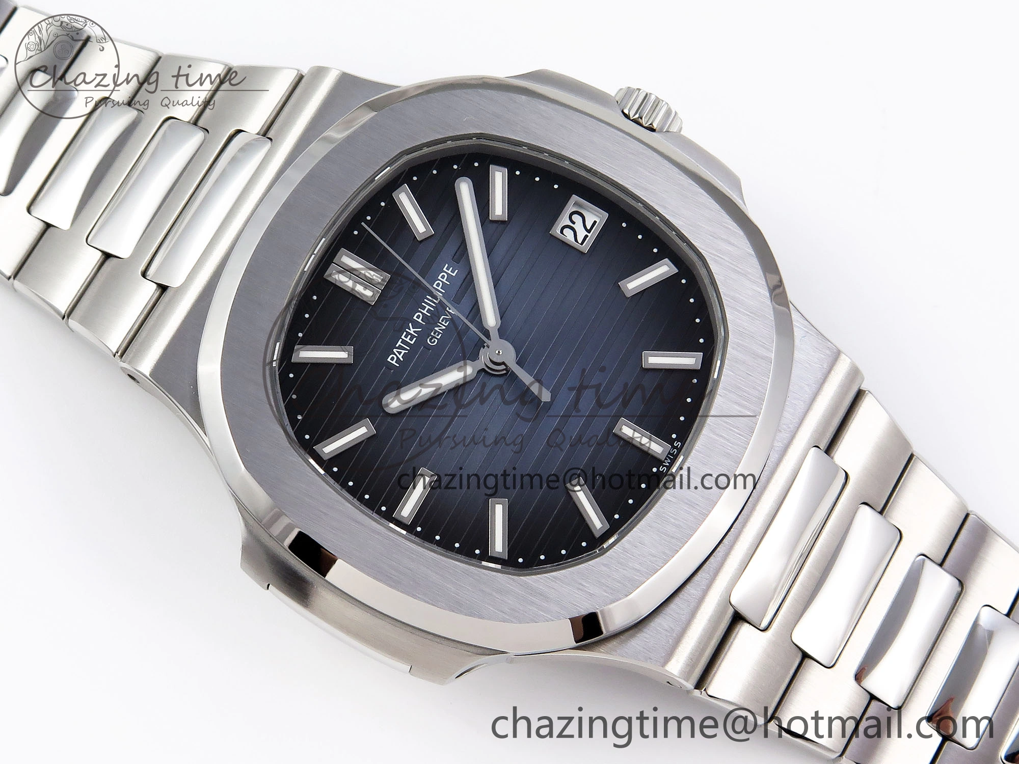 TopPick NAUTILUS 5811 1G PPF 1:1 BEST EDITION BLUE TEXTURED DIAL ON SS BRACELET 330CS 8769