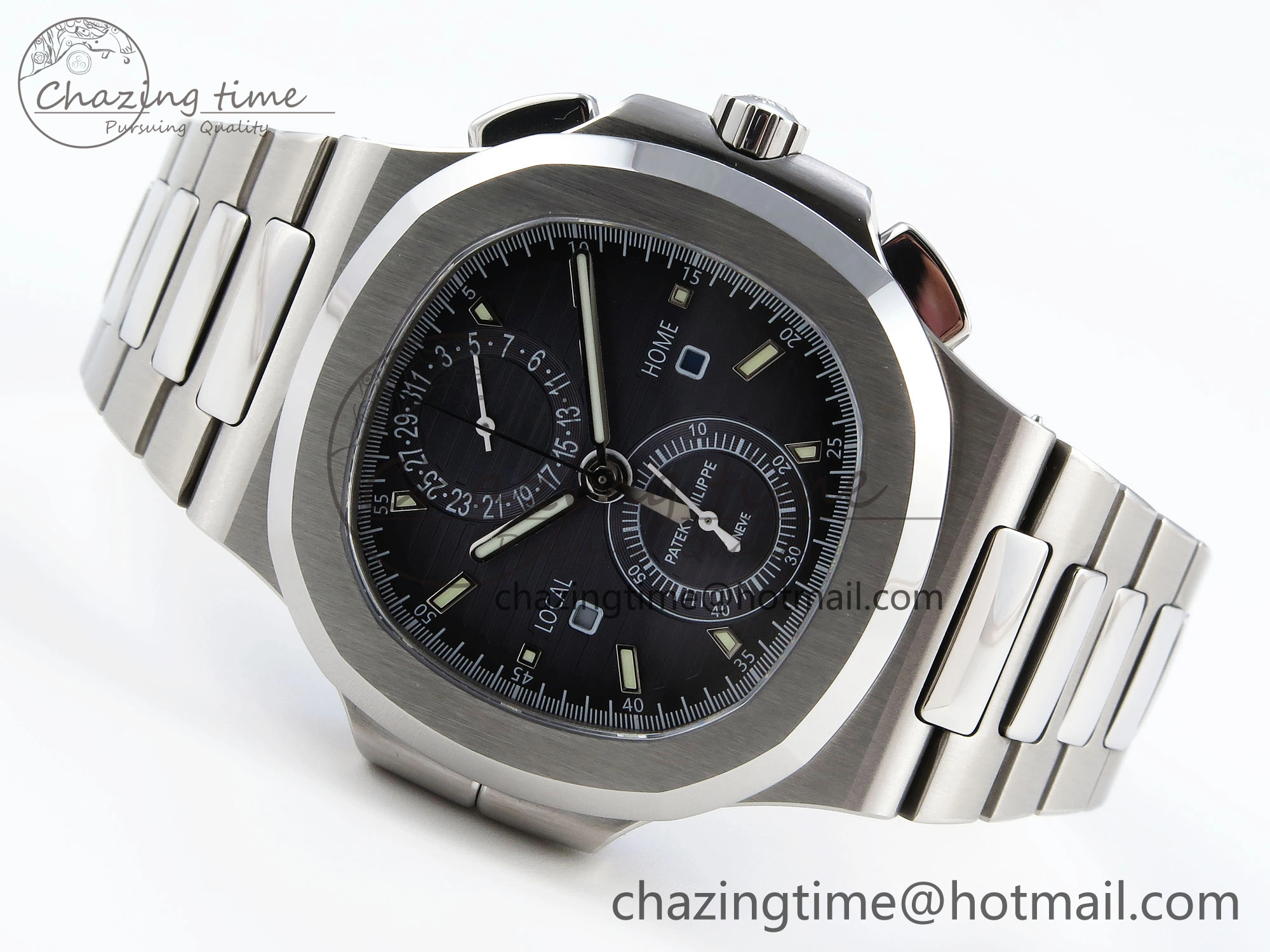 NAUTILUS 5990 SS SPPF 1:1 BEST EDITION BLUE DIAL ON SS BRACELET A28-520 CLONE HighPerformance 8783