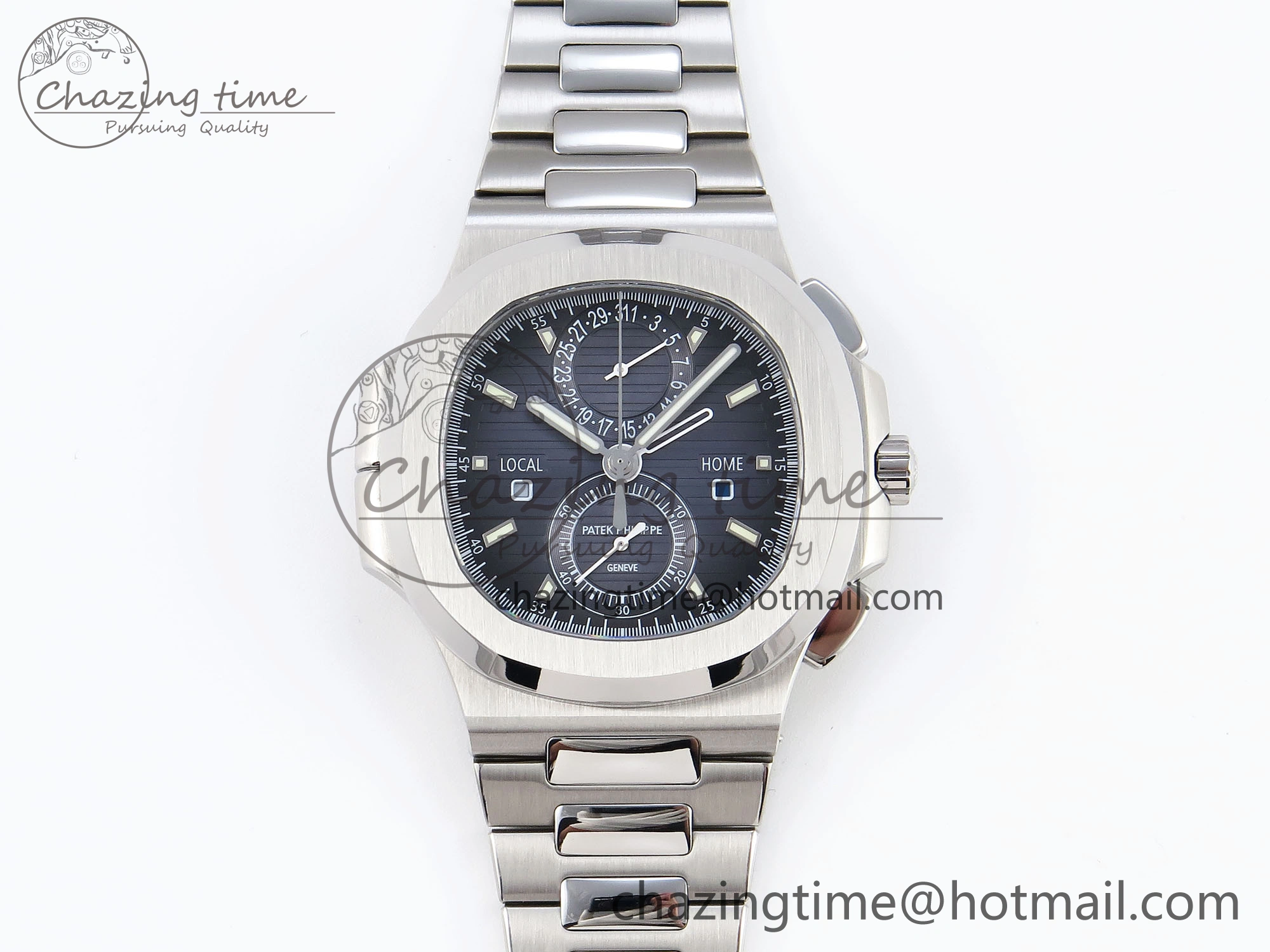 NAUTILUS 5990 SS SPPF 1:1 BEST EDITION BLUE DIAL ON SS BRACELET A28-520 CLONE HighPerformance 8783