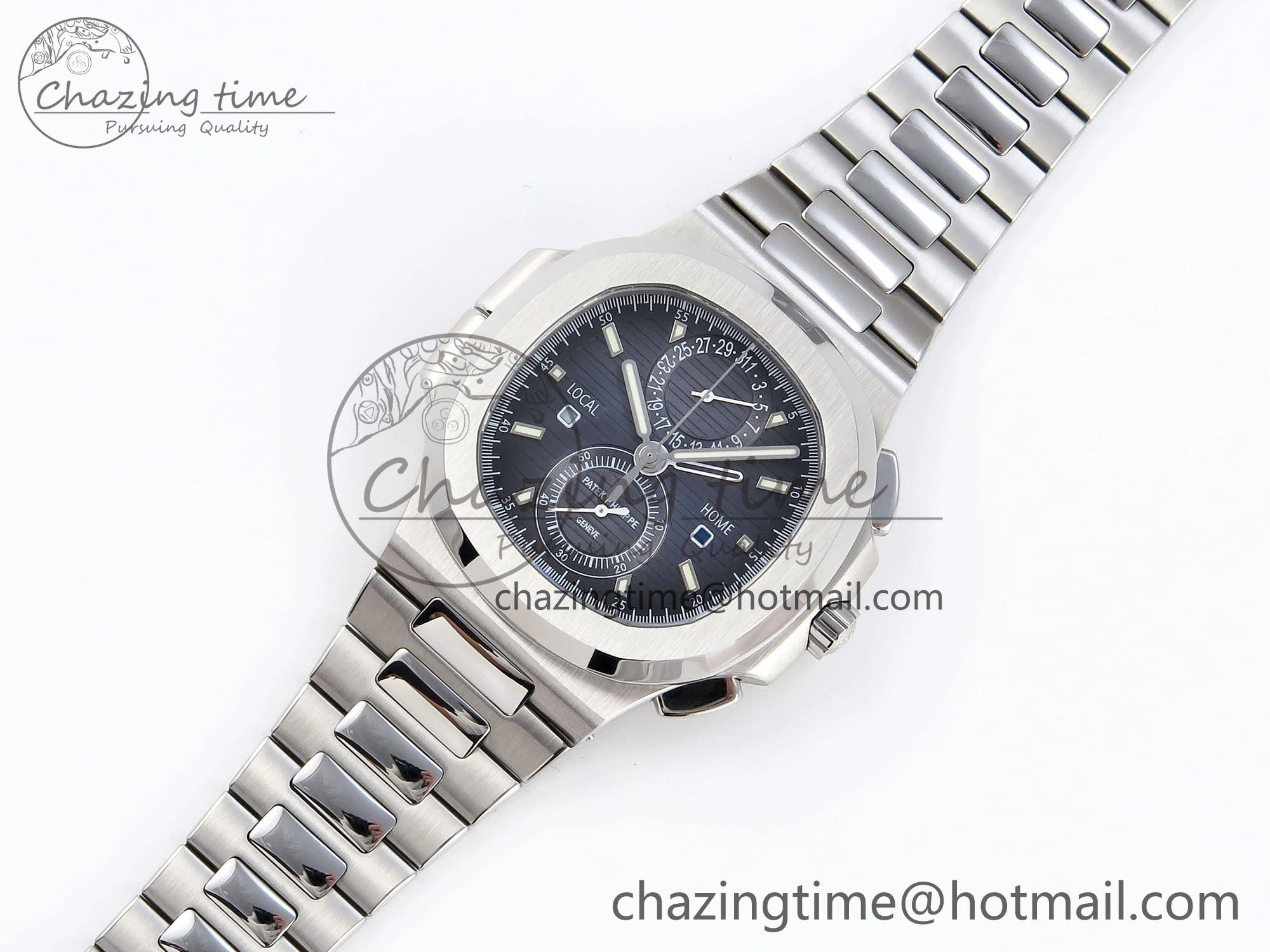 NAUTILUS 5990 SS SPPF 1:1 BEST EDITION BLUE DIAL ON SS BRACELET A28-520 CLONE HighPerformance 8783