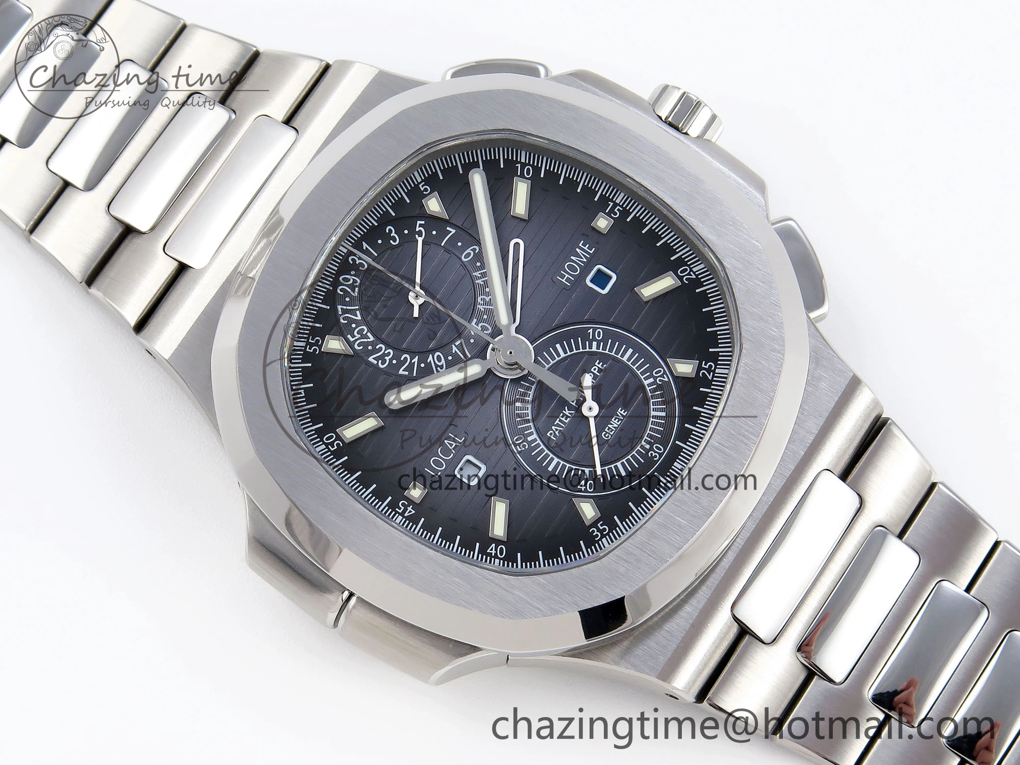 NAUTILUS 5990 SS SPPF 1:1 BEST EDITION BLUE DIAL ON SS BRACELET A28-520 CLONE HighPerformance 8783