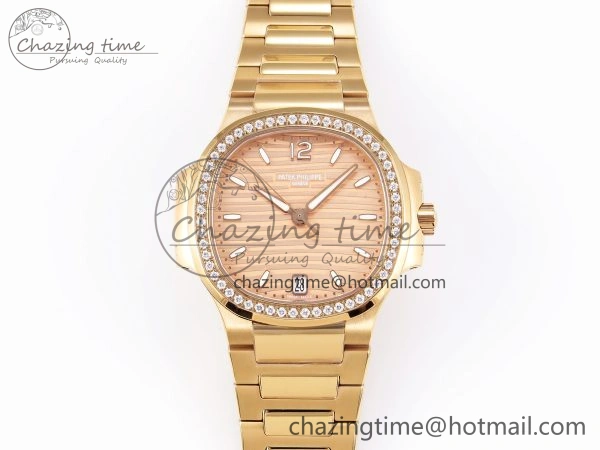 NAUTILUS 7118 LADIES RG PPF 1:1 BEST EDITION RG DIAL DIAMONDS BEZEL ON RG BRACELET 324CS EyeCatching 8775