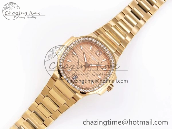 NAUTILUS 7118 LADIES RG PPF 1:1 BEST EDITION RG DIAL DIAMONDS BEZEL ON RG BRACELET 324CS EyeCatching 8775