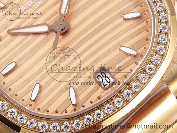 NAUTILUS 7118 LADIES RG PPF 1:1 BEST EDITION RG DIAL DIAMONDS BEZEL ON RG BRACELET 324CS EyeCatching 8775