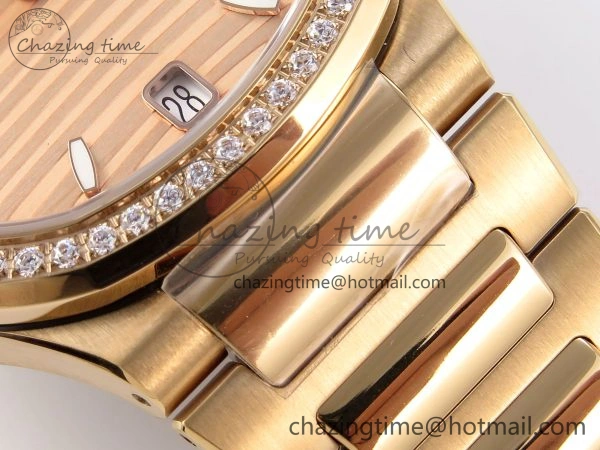 NAUTILUS 7118 LADIES RG PPF 1:1 BEST EDITION RG DIAL DIAMONDS BEZEL ON RG BRACELET 324CS EyeCatching 8775
