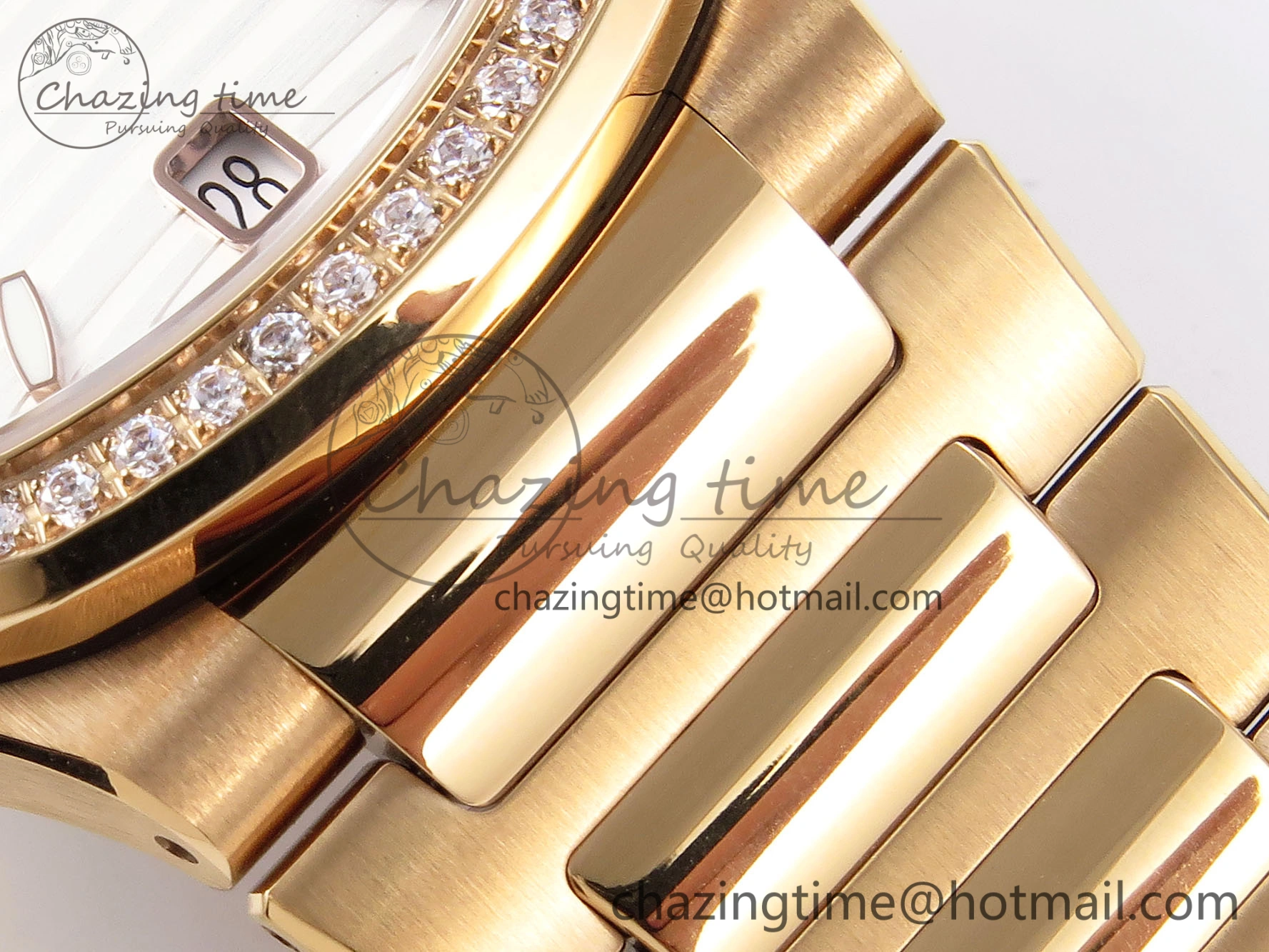 NAUTILUS 7118 LADIES RG PPF 1:1 BEST EDITION WHITE DIAL DIAMONDS BEZEL ON RG BRACELET 324CS Sporty 8777