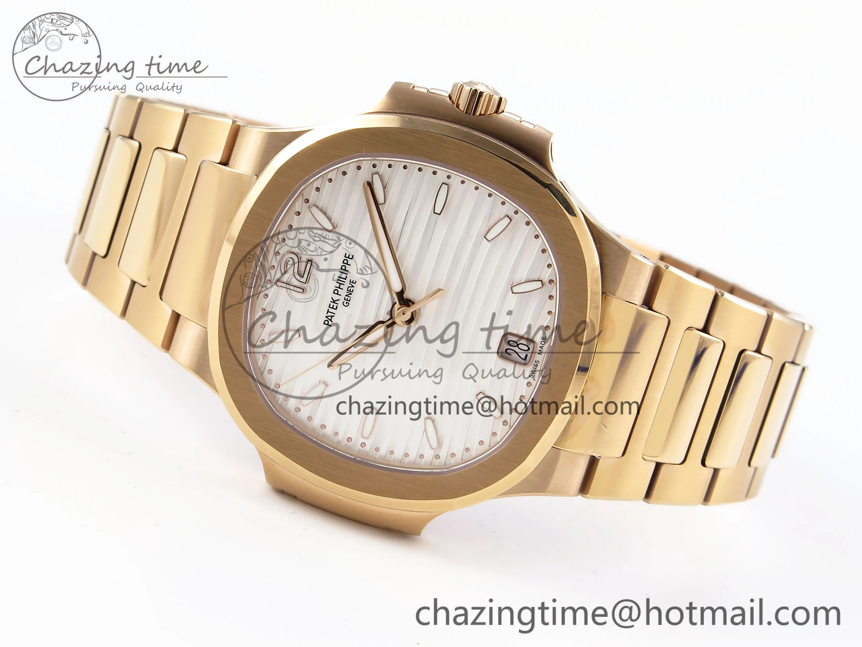 FreshLook NAUTILUS 7118 LADIES RG PPF 1:1 BEST EDITION WHITE DIAL ON RG BRACELET 324CS 8778