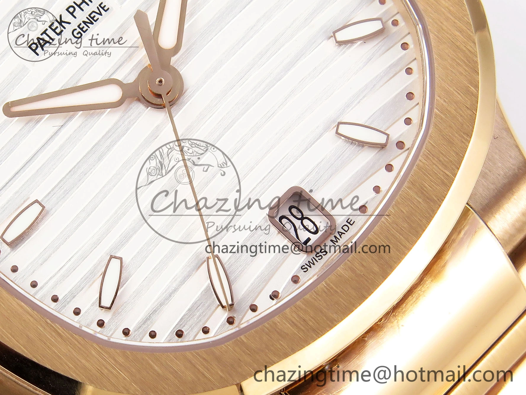 FreshLook NAUTILUS 7118 LADIES RG PPF 1:1 BEST EDITION WHITE DIAL ON RG BRACELET 324CS 8778