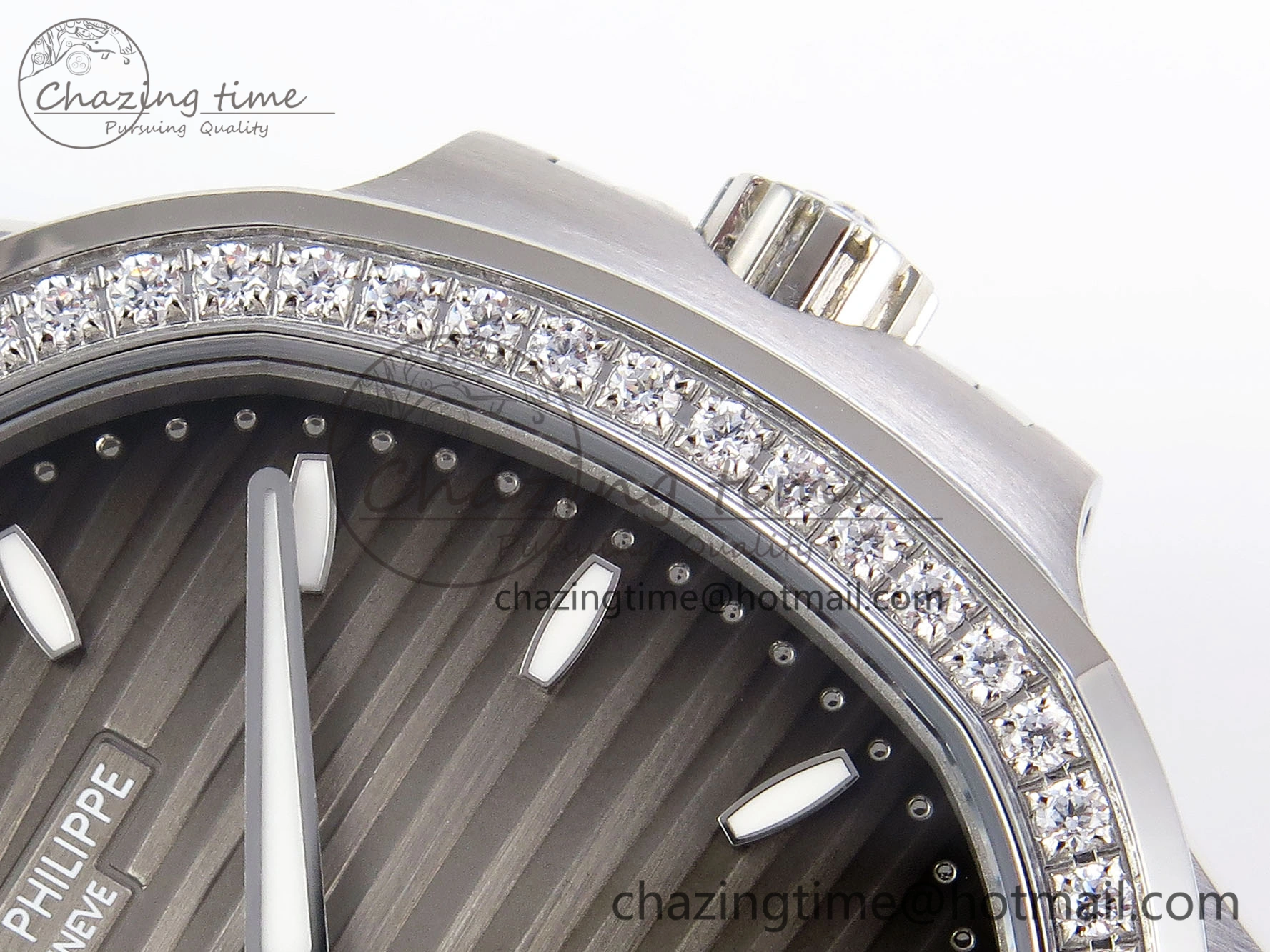 NAUTILUS 7118 LADIES SS PPF 1:1 BEST EDITION BROWN DIAL DIAMONDS BEZEL ON SS BRACELET 324CS RelaxedFit 8771