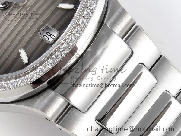 NAUTILUS 7118 LADIES SS PPF 1:1 BEST EDITION BROWN DIAL DIAMONDS BEZEL ON SS BRACELET 324CS RelaxedFit 8771