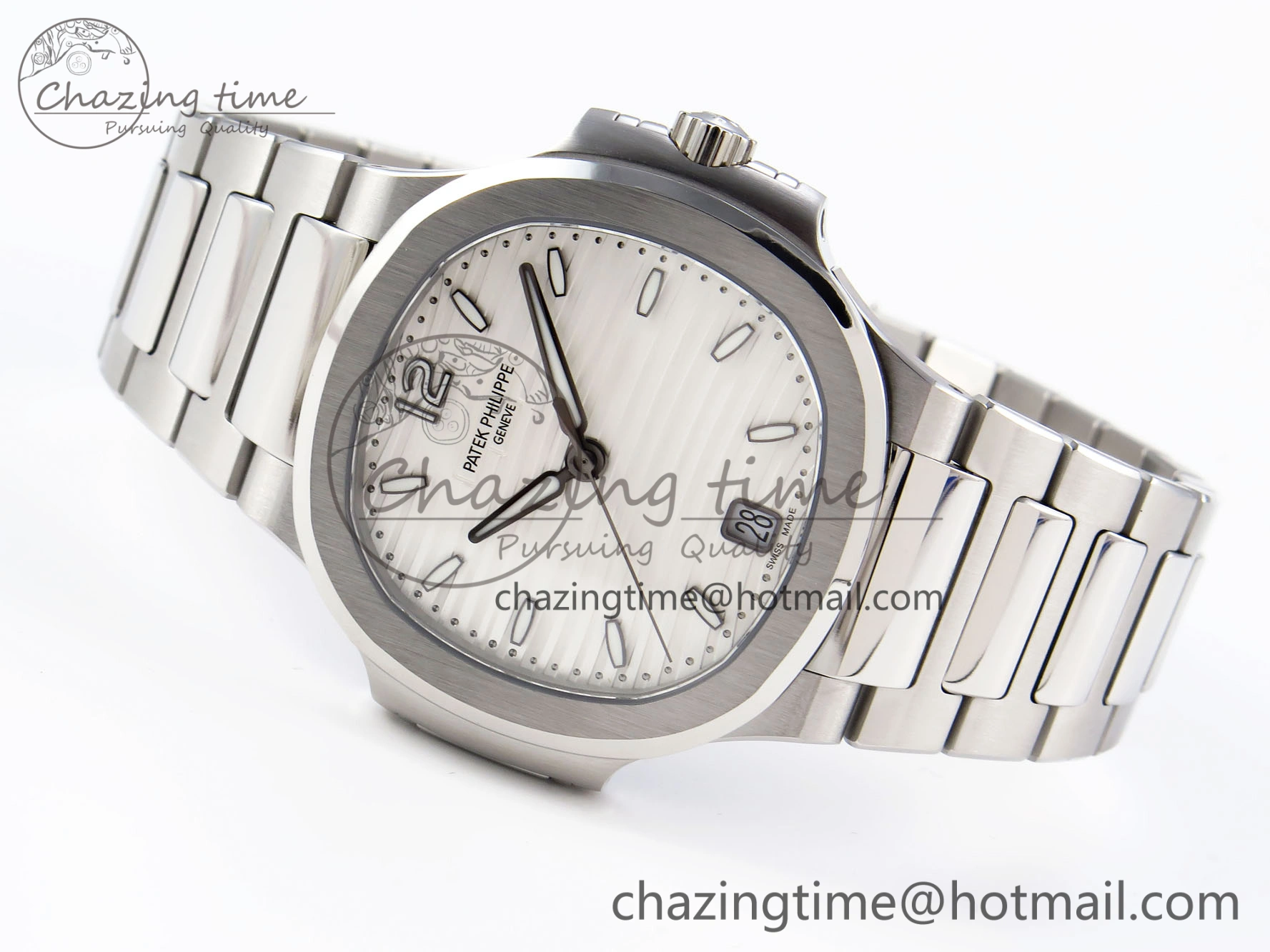 Tailored NAUTILUS 7118 LADIES SS PPF 1:1 BEST EDITION WHITE DIAL ON SS BRACELET 324CS 8772