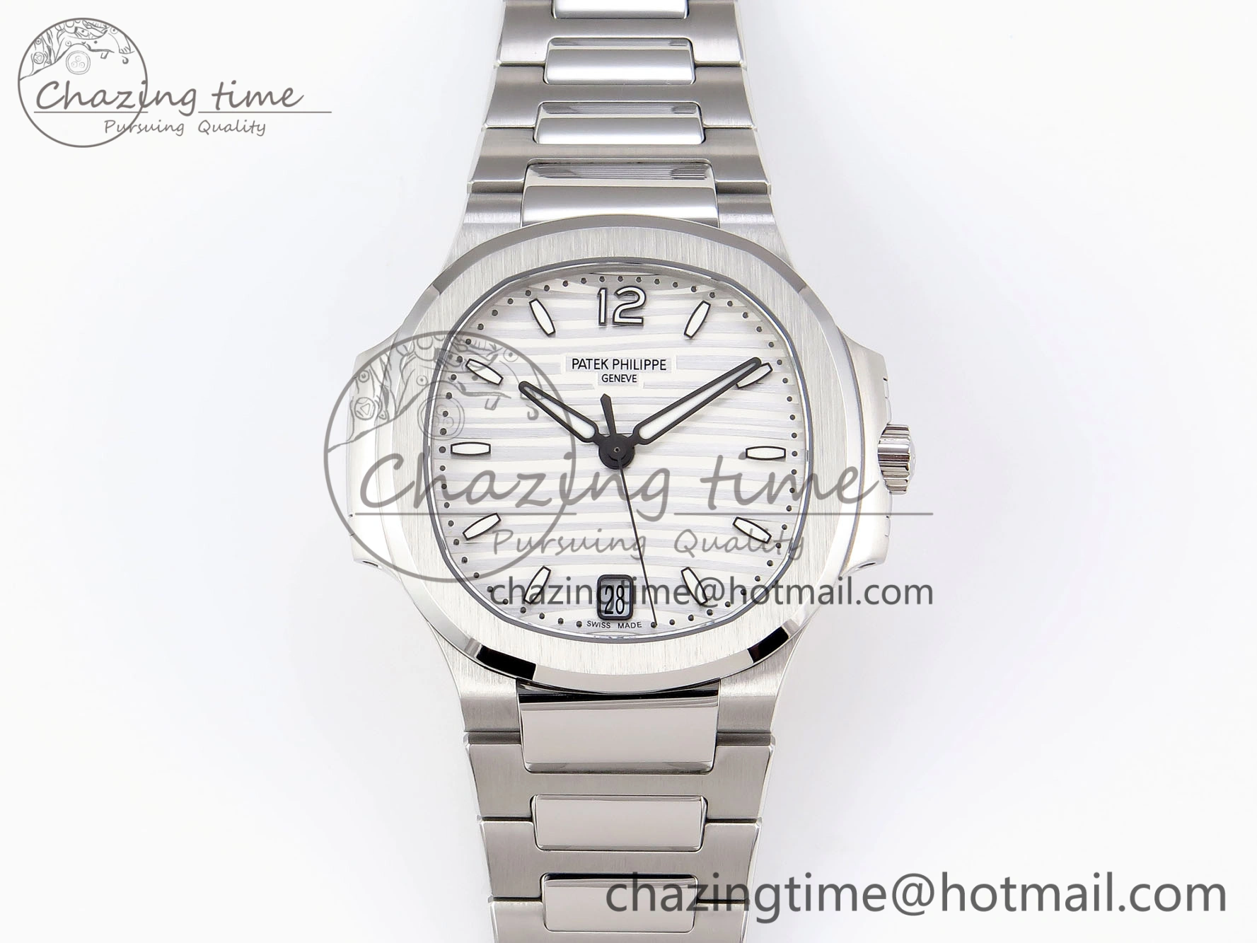 Tailored NAUTILUS 7118 LADIES SS PPF 1:1 BEST EDITION WHITE DIAL ON SS BRACELET 324CS 8772