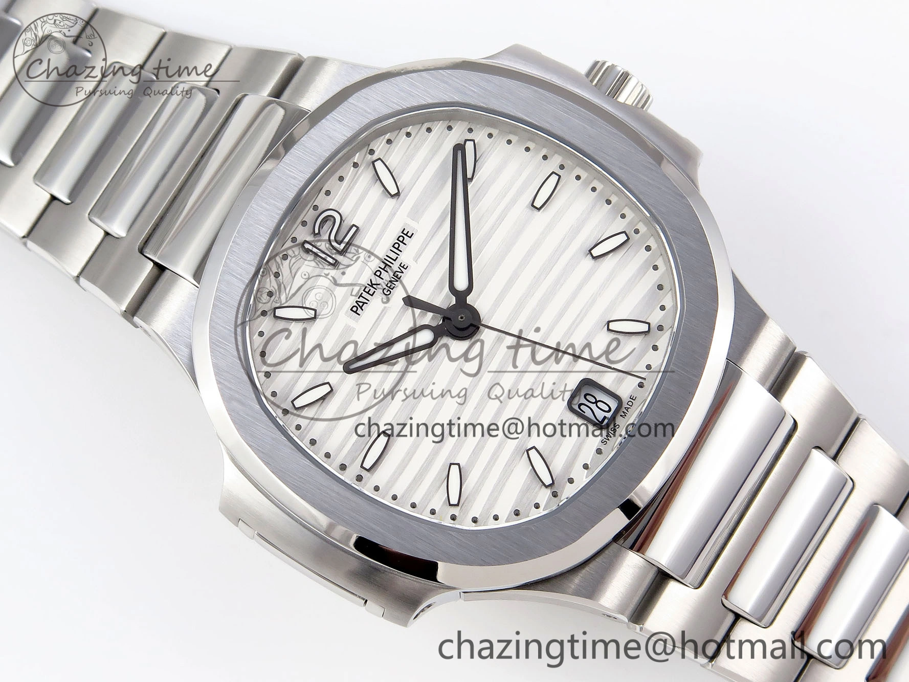 Tailored NAUTILUS 7118 LADIES SS PPF 1:1 BEST EDITION WHITE DIAL ON SS BRACELET 324CS 8772