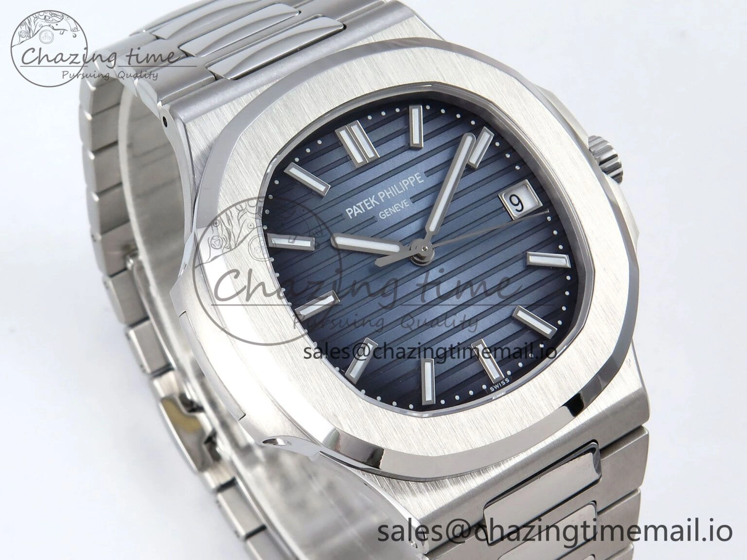Nautilus 5711 3KF 1:1 Best Edition Blue Textured Dial on SS Bracelet A330 Super Clone Trendsetting 8652