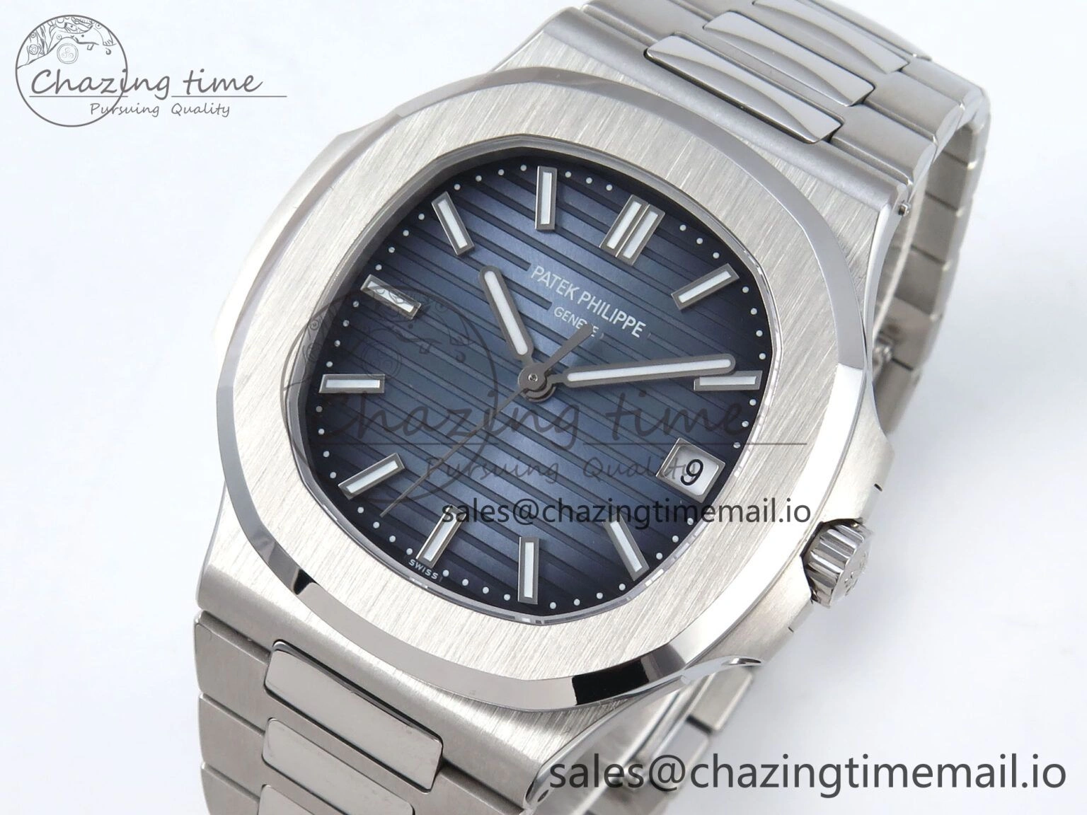 Nautilus 5711 3KF 1:1 Best Edition Blue Textured Dial on SS Bracelet A330 Super Clone Trendsetting 8652