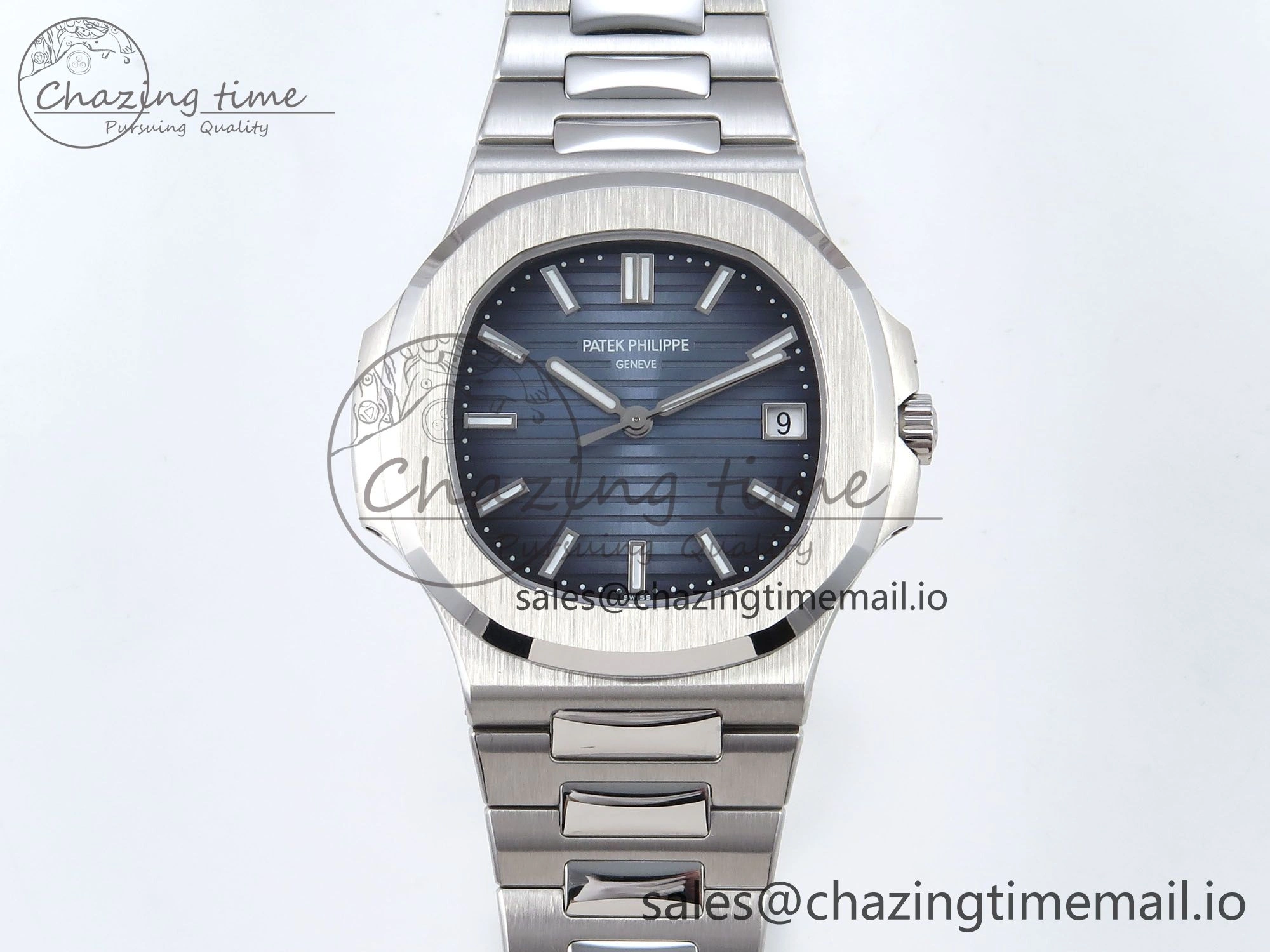 Nautilus 5711 3KF 1:1 Best Edition Blue Textured Dial on SS Bracelet A330 Super Clone Trendsetting 8652