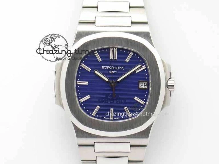Stylish Nautilus 5711 40th Anniversary BP Maker Best Edition Blue Dial On SS Bracelet MIYOTA 9015 PP324CS 9050