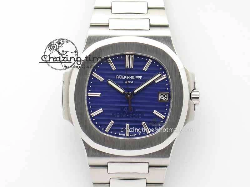 Stylish Nautilus 5711 40th Anniversary BP Maker Best Edition Blue Dial On SS Bracelet MIYOTA 9015 PP324CS 9050