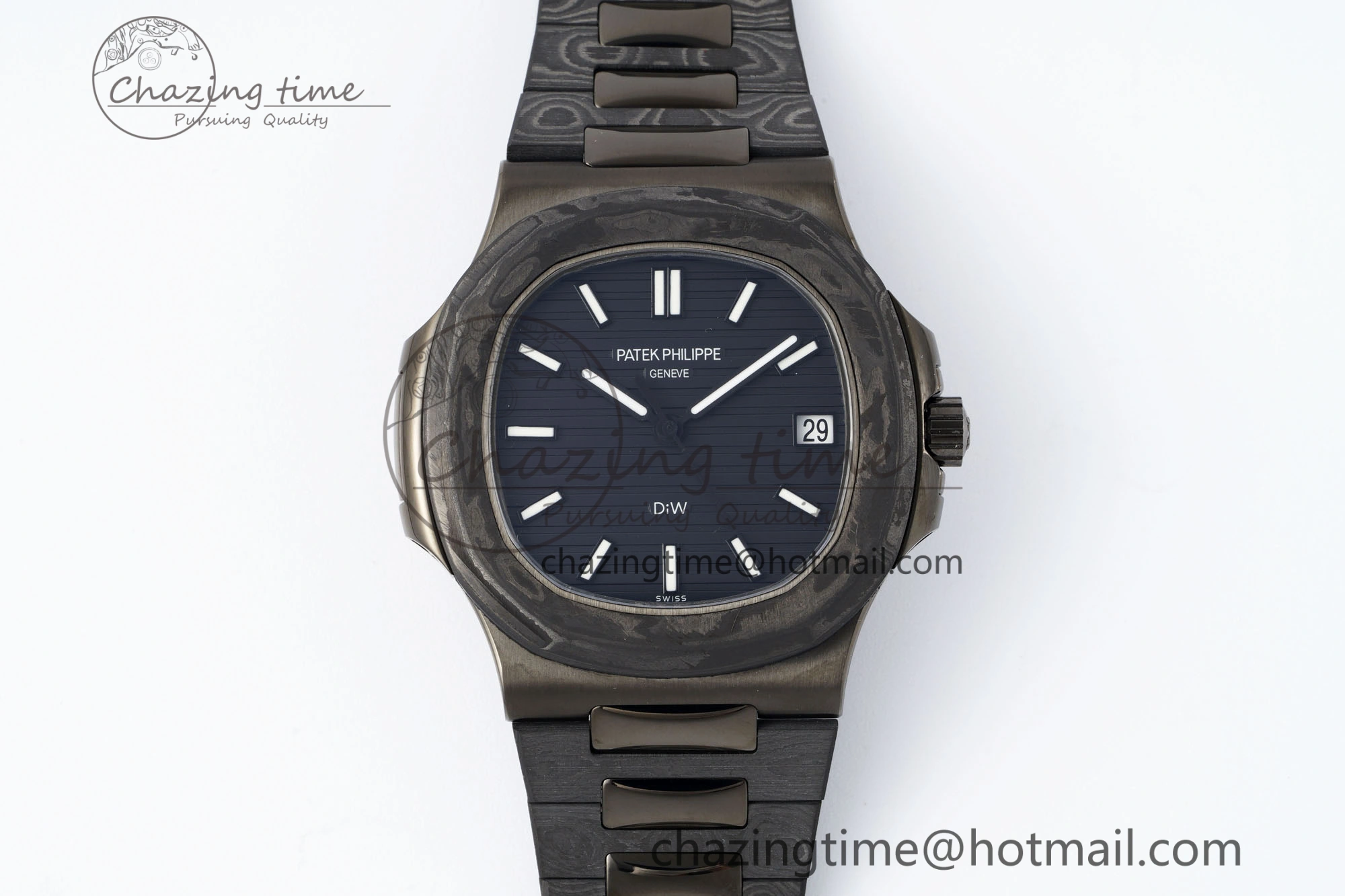 Sporty Nautilus 5711 DIW Carbon DIWF 1:1 Best Edition Black Textured Dial on Carbon PVD Bracelet 324CS 8826