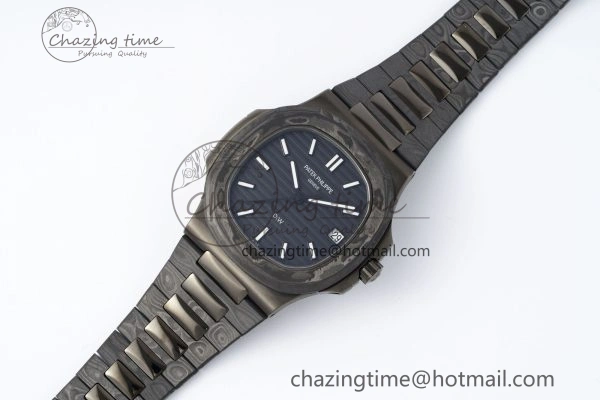 Sporty Nautilus 5711 DIW Carbon DIWF 1:1 Best Edition Black Textured Dial on Carbon PVD Bracelet 324CS 8826