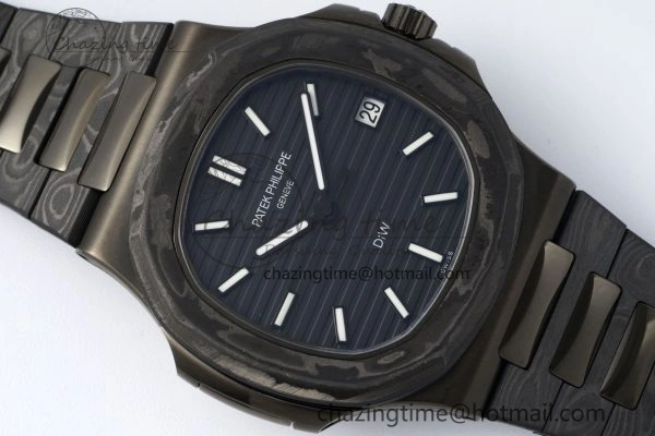 Sporty Nautilus 5711 DIW Carbon DIWF 1:1 Best Edition Black Textured Dial on Carbon PVD Bracelet 324CS 8826