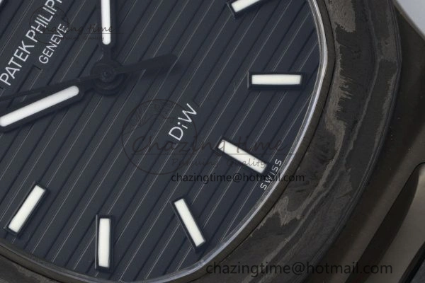 Sporty Nautilus 5711 DIW Carbon DIWF 1:1 Best Edition Black Textured Dial on Carbon PVD Bracelet 324CS 8826