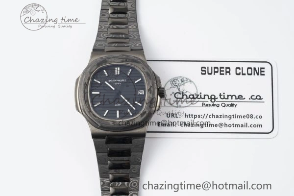 Sporty Nautilus 5711 DIW Carbon DIWF 1:1 Best Edition Black Textured Dial on Carbon PVD Bracelet 324CS 8826