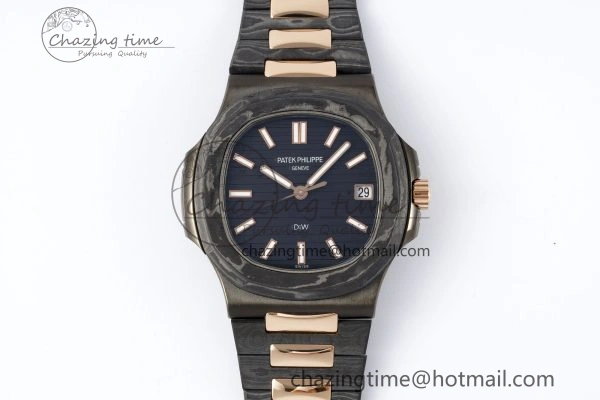 Effortless Nautilus 5711 DIW Carbon DIWF 1:1 Best Edition Black Textured Dial on Carbon RG Bracelet 324CS 8824