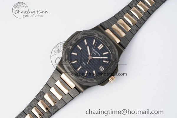 Effortless Nautilus 5711 DIW Carbon DIWF 1:1 Best Edition Black Textured Dial on Carbon RG Bracelet 324CS 8824