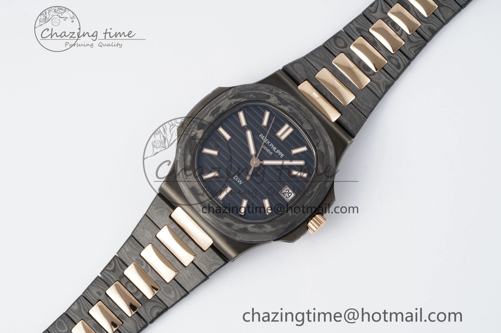 Effortless Nautilus 5711 DIW Carbon DIWF 1:1 Best Edition Black Textured Dial on Carbon RG Bracelet 324CS 8824