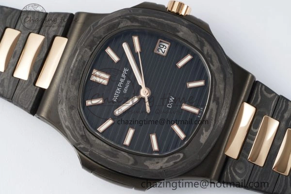 Effortless Nautilus 5711 DIW Carbon DIWF 1:1 Best Edition Black Textured Dial on Carbon RG Bracelet 324CS 8824