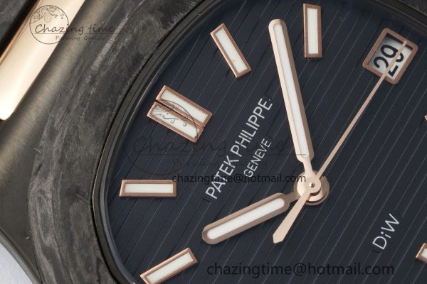 Effortless Nautilus 5711 DIW Carbon DIWF 1:1 Best Edition Black Textured Dial on Carbon RG Bracelet 324CS 8824